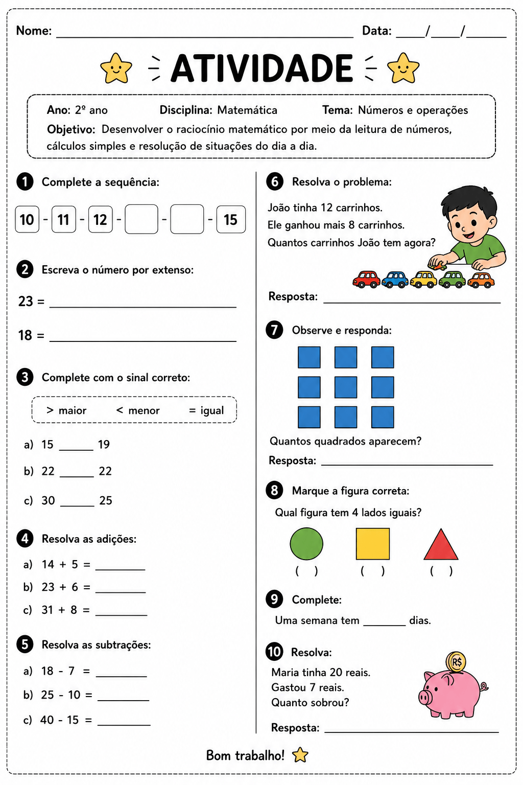 Atividade de frações 3º ano